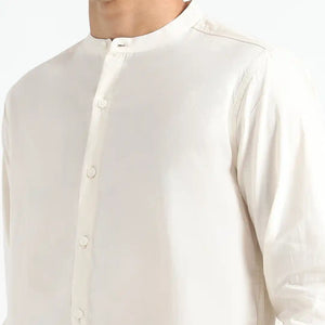 Organic Cotton & Naturally Dyed Apparel-Earthbased.in_ Mens Round Neck Light Cream Shirt _09