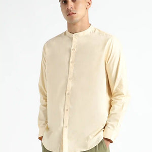 Organic Cotton & Naturally Dyed Apparel-Earthbased.in_ Mens Round Neck Pale Apricot Shirt_01