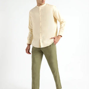 Organic Cotton & Naturally Dyed Apparel-Earthbased.in_ Mens Round Neck Pale Apricot Shirt_02