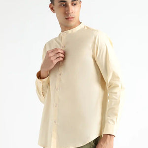 Organic Cotton & Naturally Dyed Apparel-Earthbased.in_ Mens Round Neck Pale Apricot Shirt_03
