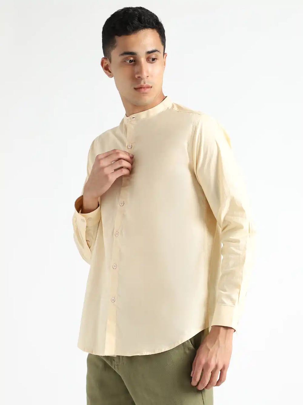 Organic Cotton & Naturally Dyed Apparel-Earthbased.in_ Mens Round Neck Pale Apricot Shirt_03