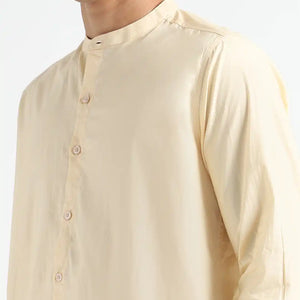 Organic Cotton & Naturally Dyed Apparel-Earthbased.in_ Mens Round Neck Pale Apricot Shirt_07