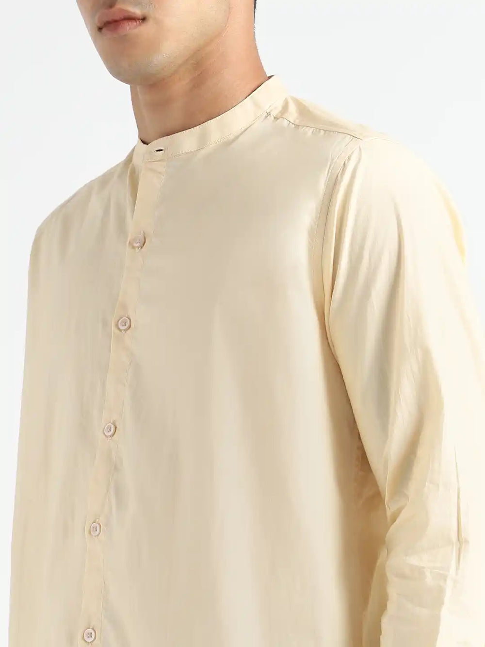 Organic Cotton & Naturally Dyed Apparel-Earthbased.in_ Mens Round Neck Pale Apricot Shirt_07