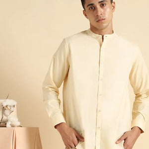 Organic Cotton & Naturally Dyed Apparel-Earthbased.in_ Mens Round Neck Pale Apricot Shirt_08