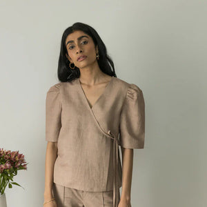 PUFF SLEEVE WRAP TOP | Anushe Pirani | Best Vegan Products | 03