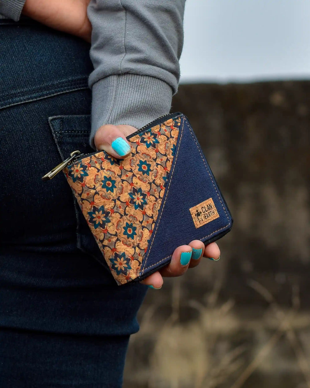 Printed Kiwi Zip Cork Wallet | Clan Earth | earthbased.in | 02