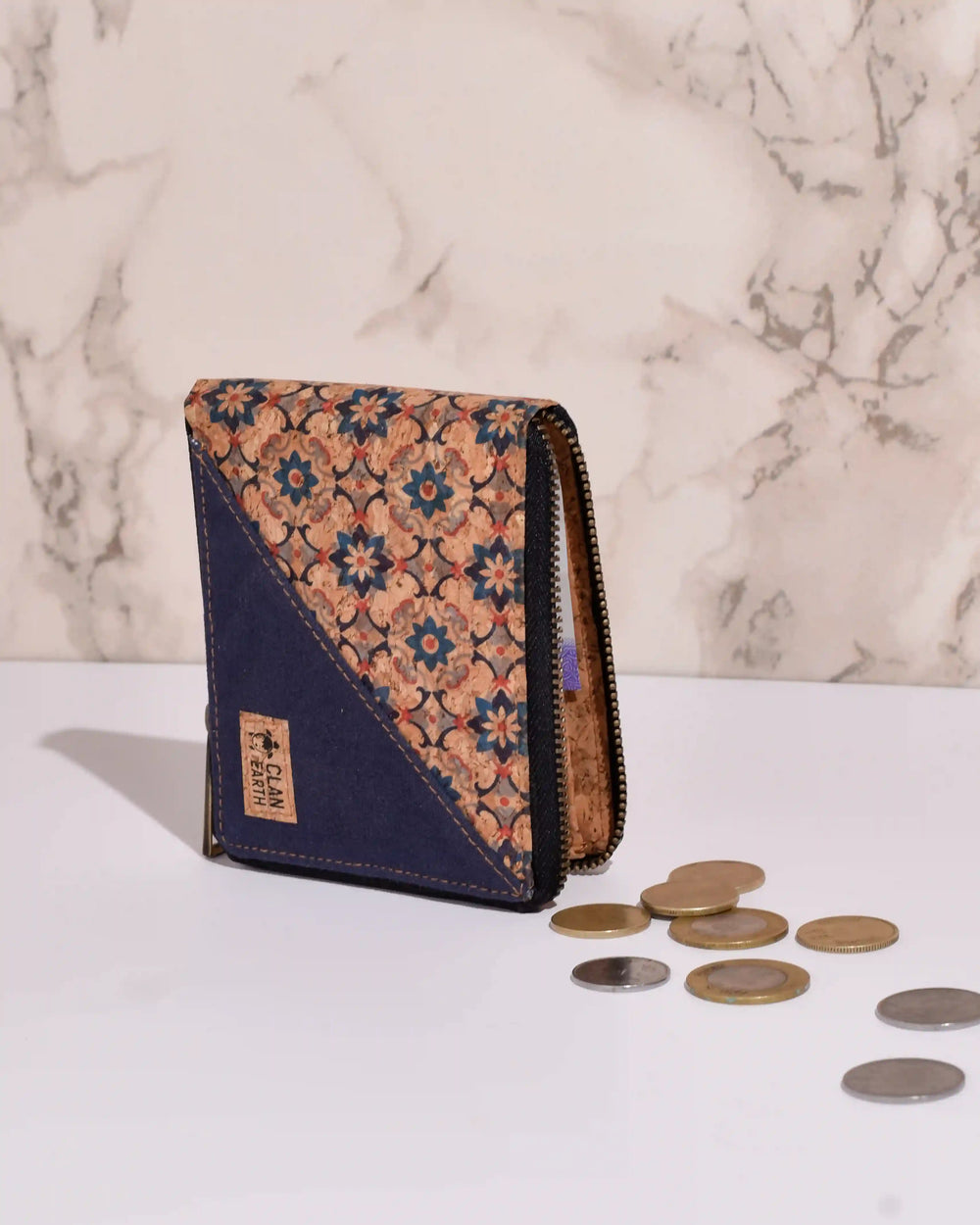 Printed Kiwi Zip Cork Wallet | Clan Earth | earthbased.in | 04