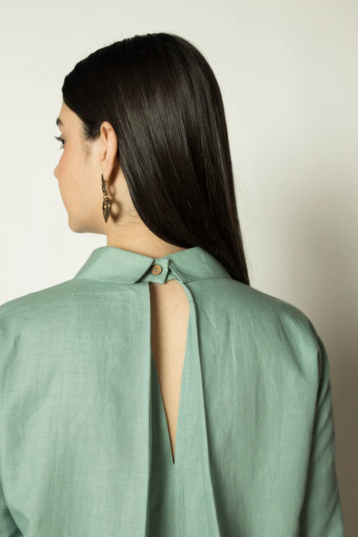 Sustainable Clothing | Ruched Sleeves Shirt Dress | Anushe Pirani | earthbased.in | 04
