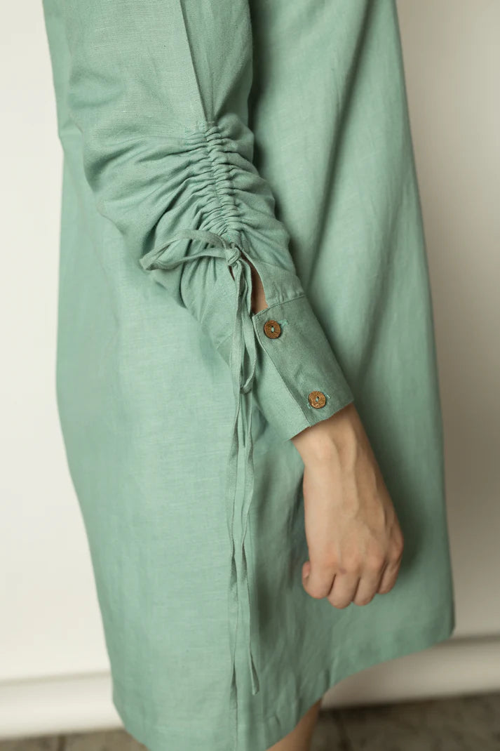 Sustainable Clothing | Ruched Sleeves Shirt Dress | Anushe Pirani | earthbased.in | 06