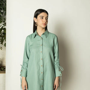 Sustainable Clothing | Ruched Sleeves Shirt Dress | Anushe Pirani | earthbased.in | 07