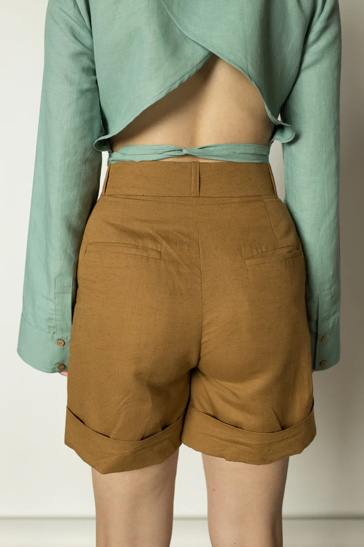 Vegan Clothing | Straight-Leg Shorts | Anushe Pirani | earthbased.in | 04