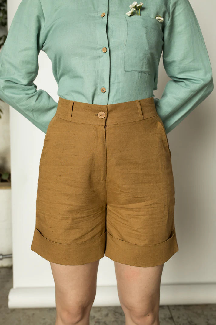 Vegan Clothing | Straight-Leg Shorts | Anushe Pirani | earthbased.in | 06