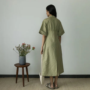 WIDE SLEEVE COLLARED MIDI | Anushe Pirani | Best Sustainable Clothing for Women  | earthbased.in | 02