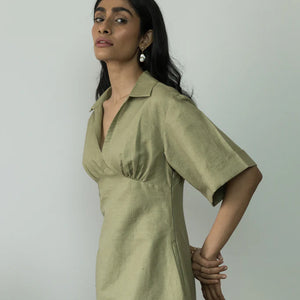 WIDE SLEEVE COLLARED MIDI | Anushe Pirani | Best Sustainable Clothing for Women  | earthbased.in | 03