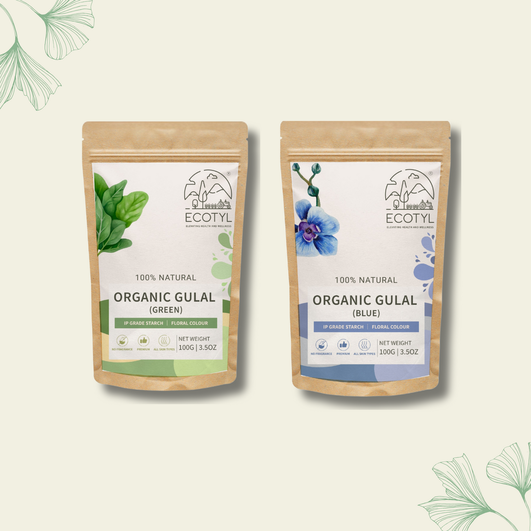 Organic Herbal Gulal | Floral Color & Skin Friendly |  Pack of 2 |  green and blue(100g Each)