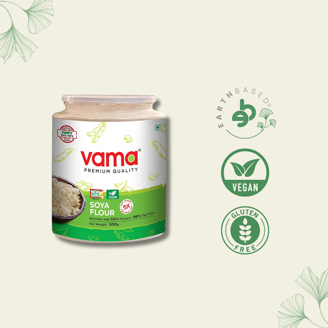 Vama SOYA Flour Enriched with 50% Protein and 98% Fat Free | Low Carb 500g