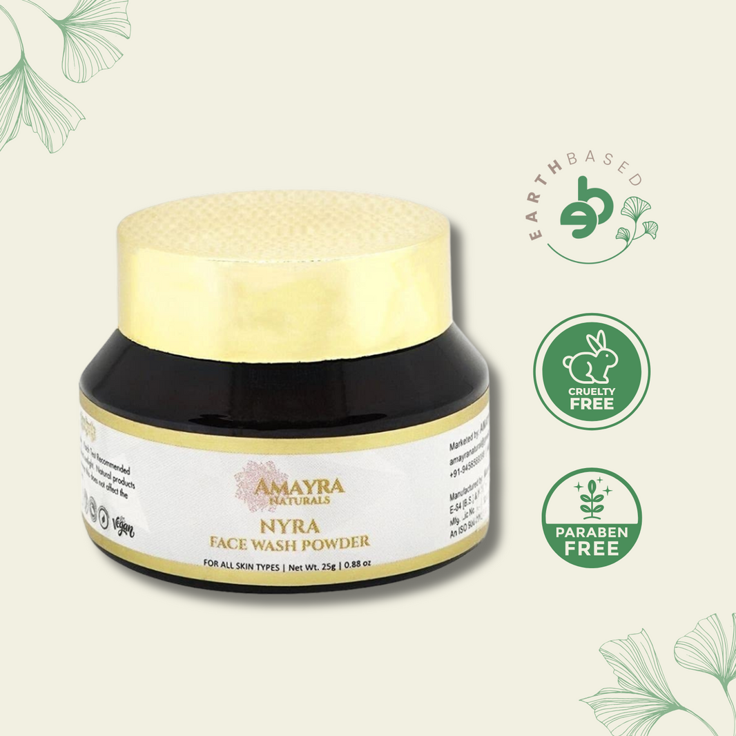 Nyra Face Wash Powder Exfoliates & Brightens Turmeric +Aloe+ VitC (25g) by Amayra Naturals