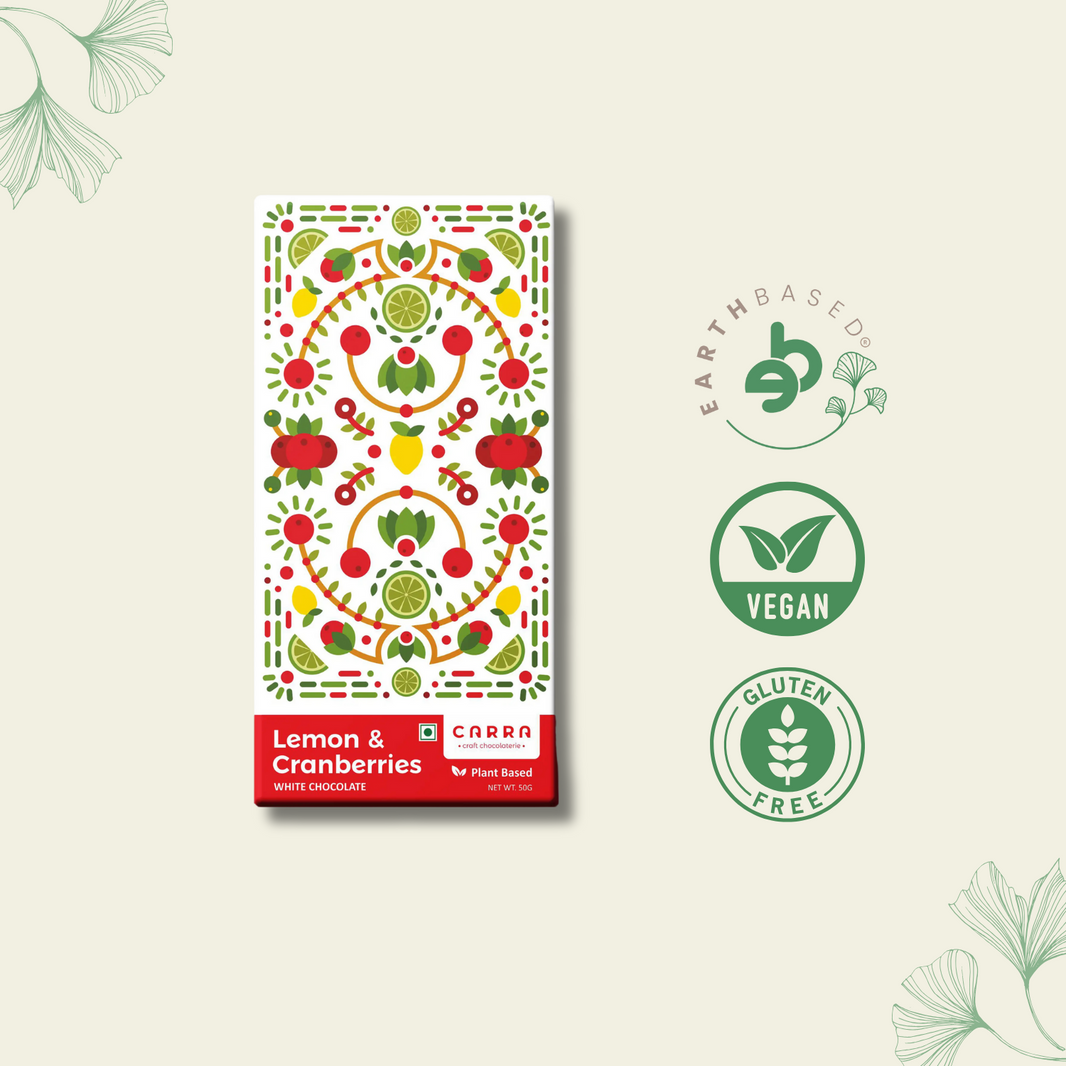 CARRA Lemon & Cranberries in Plant Based White Chocolate 50G