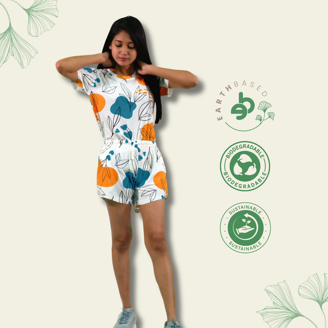 Leaves & Cloud T-shirt & Shorts Set in Tofu | Playout