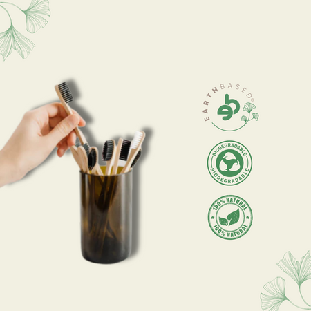 Green Foot Print Natural Bamboo Toothbrush - Natural & Charcoal Bristles (Adult- Pack of 2)