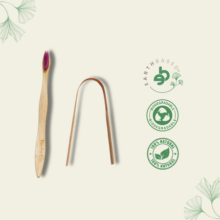 Combo-Bamboo Toothbrush & Bamboo Tongue Cleaner