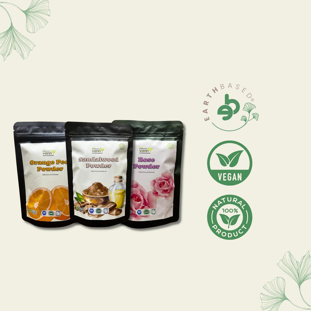 Eco vann Radiant Beauty Combo: Sandalwood, Orange Peel, and Rose Powder