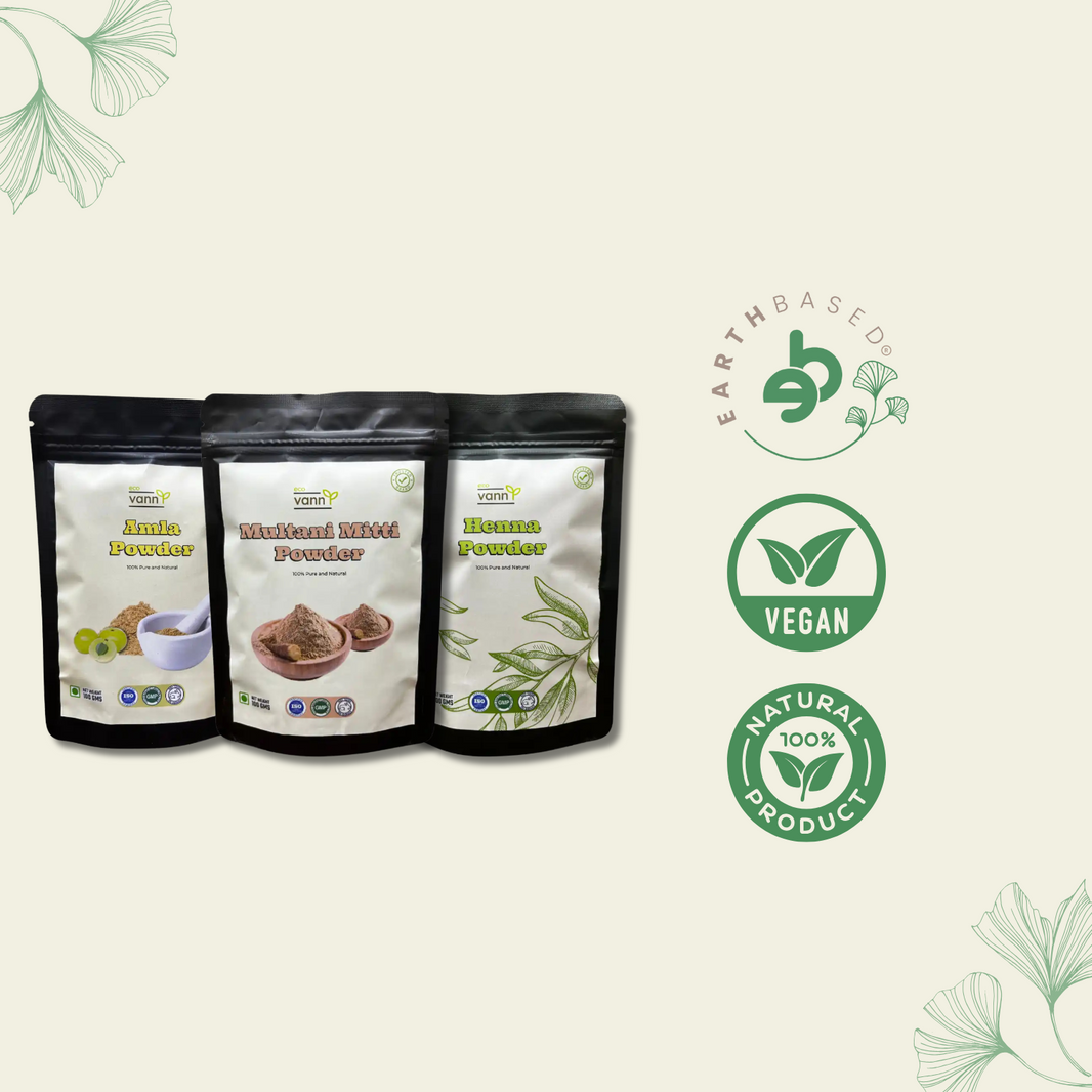 Hair & Skin Care Combo: Henna, Amla, and Multani Mitti Powder
