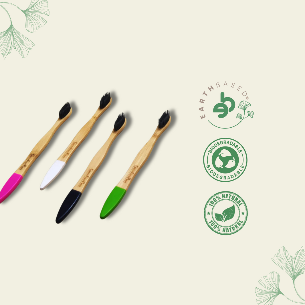 Natural Bamboo Toothbrush (Charcoal bristles)- Pack of 2