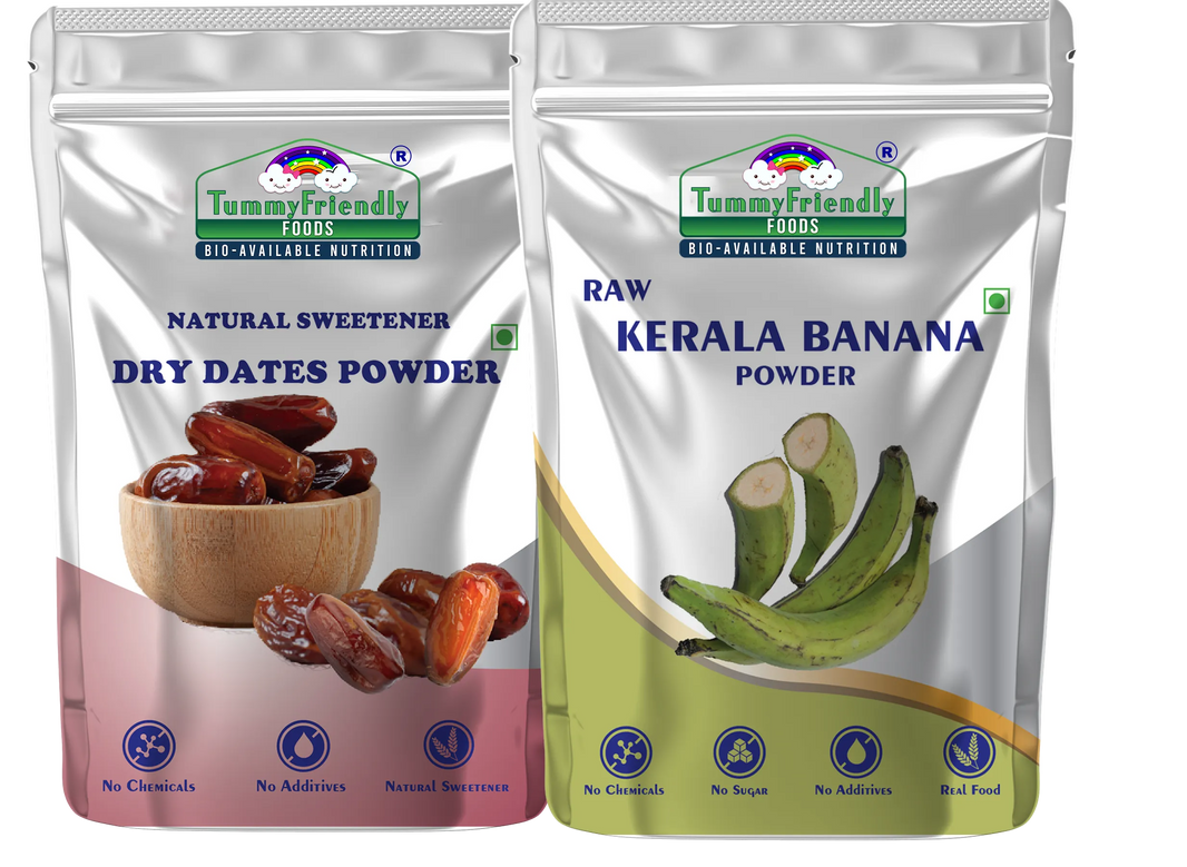 TummyFriendly Foods Dry Dates Powder and Raw Kerala Banana Powder Cereal (200 g, Pack of 2)