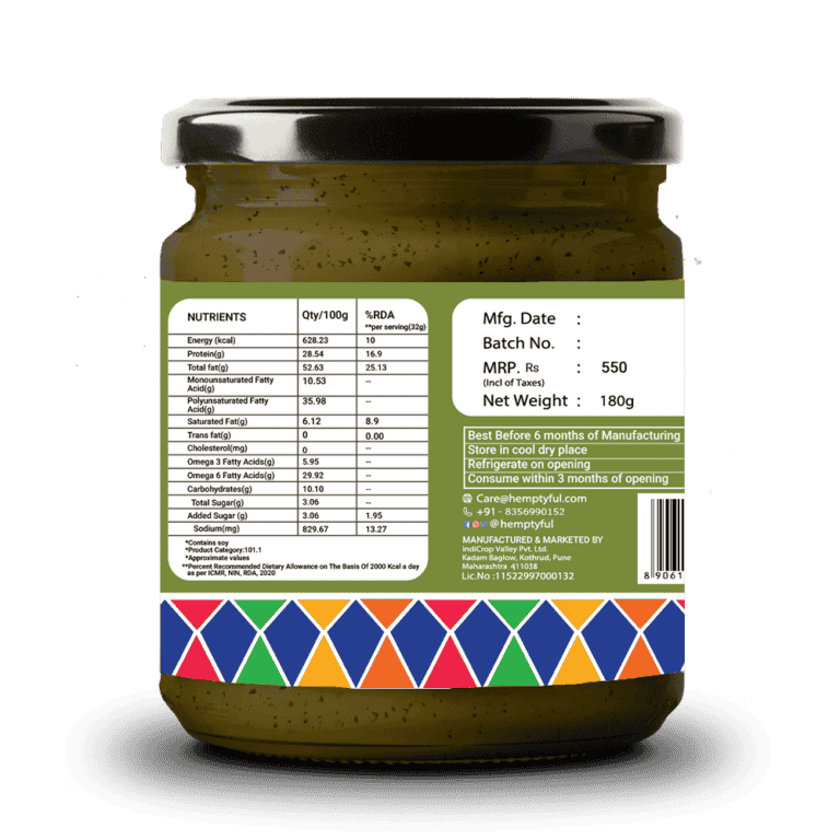 Hemptyful Mint Masala Hemp Dip 180g | High Protein & Omega Rich| No preservatives | 100% Vegan