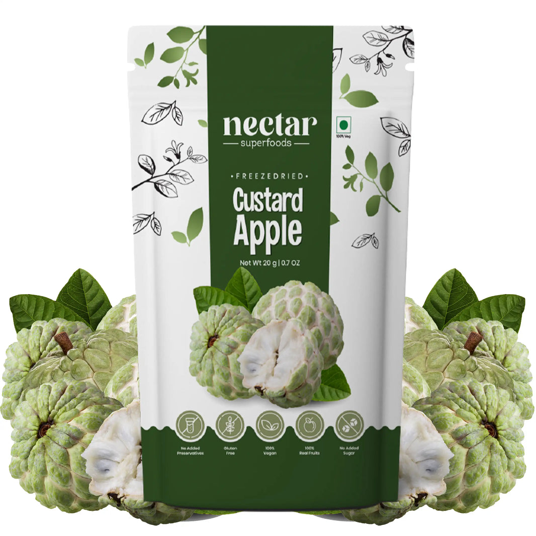 NECTAR SUPERFOODS- FREEZE DRIED -CUSTARD APPLE-CUBES- PACK OF 2 UNITS 20 GM EACH