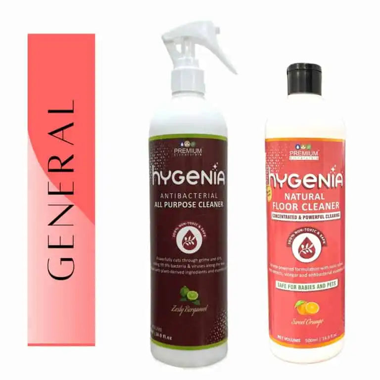 Hygenia Antibacterial All Purpose Cleaner & Natural Floor Cleaner Combo - Bergamot | Sweet Orange 500ml