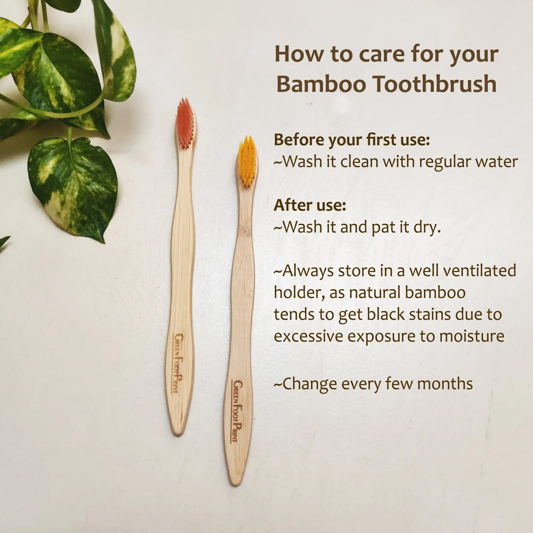 Natural Bamboo Toothbrush - Pack of 2 & Bamboo Earbuds / swabs - Pack of 80