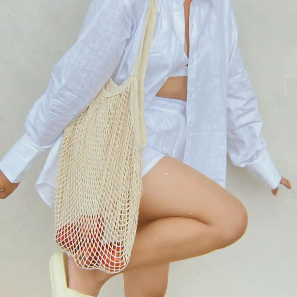 Cotton Mesh Shopping Bag - Shoulder