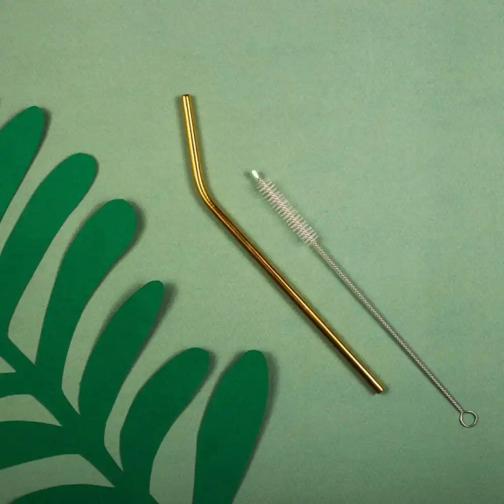 Brass Straws With Cleaner - Pack of 2 (Brass) ST+Bend