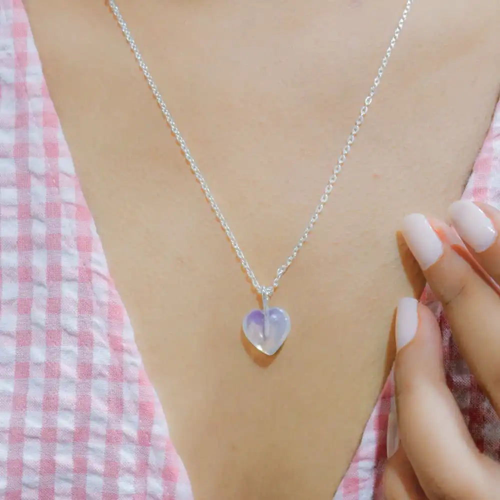 Opal Stone Pendant with Silver Chain