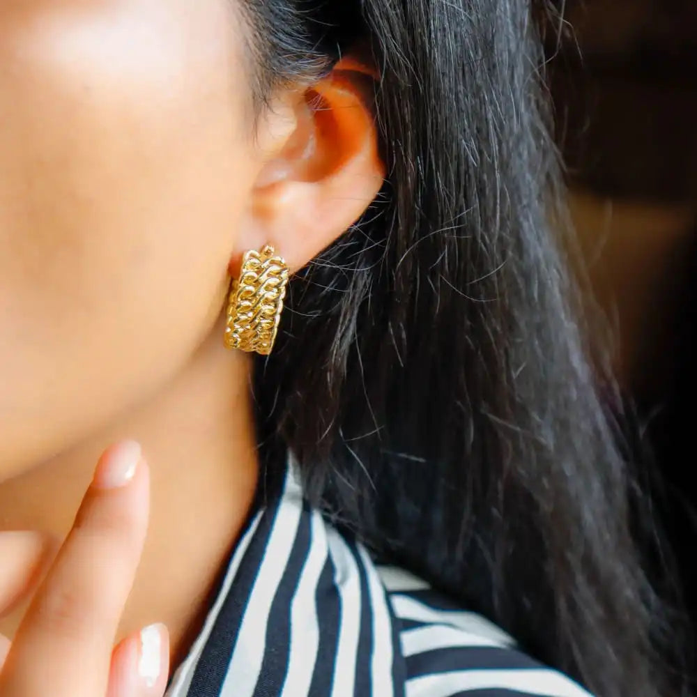 Hoops - Gold Plated Brass Metal Earrings