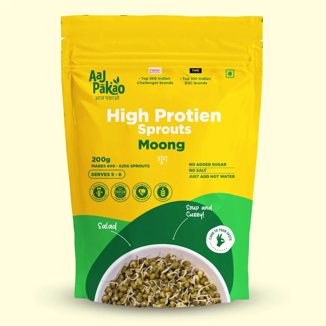 Aaj Pakao - Dehydrated Moong Sprout | Great for Salads, Stir-fries, and Sandwiches | 1 Pack, 200gms