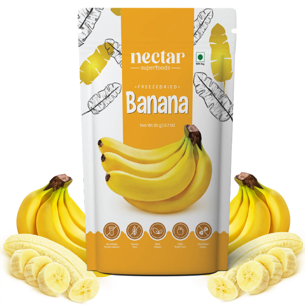 NECTAR SUPERFOODS- FREEZE DRIED -BANANA-SLICES- PACK OF 2 UNITS 20 GM EACH