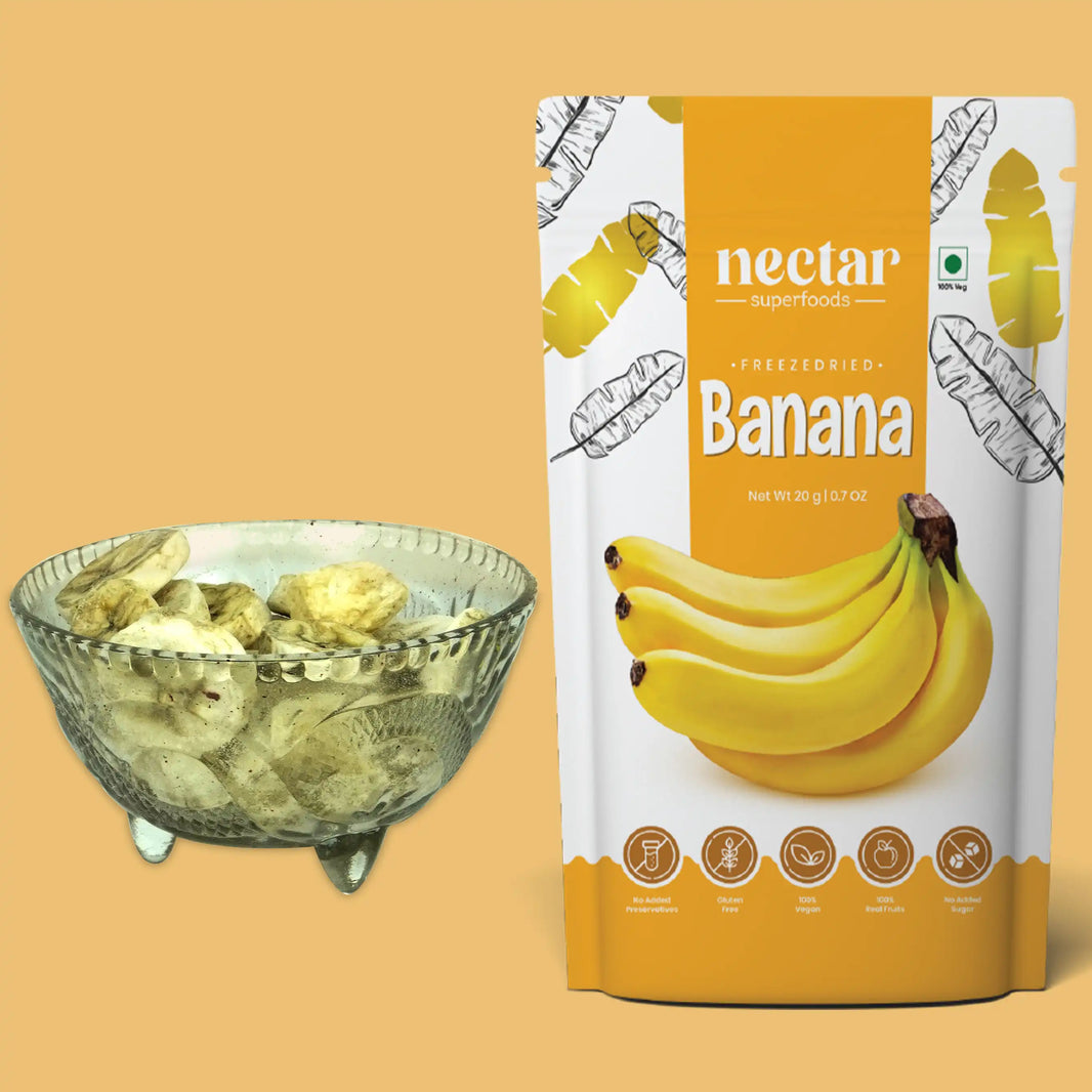 NECTAR SUPERFOODS- FREEZE DRIED -BANANA-SLICES- PACK OF 2 UNITS 20 GM EACH