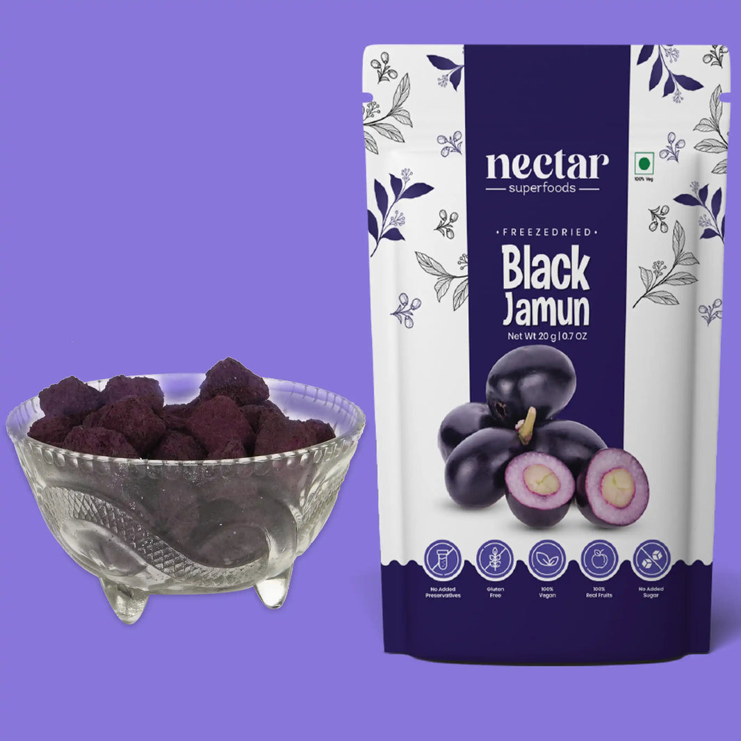 NECTAR SUPERFOODS- FREEZE DRIED -BLACK JAMUN- PACK OF 2 UNITS 20 GM EACH