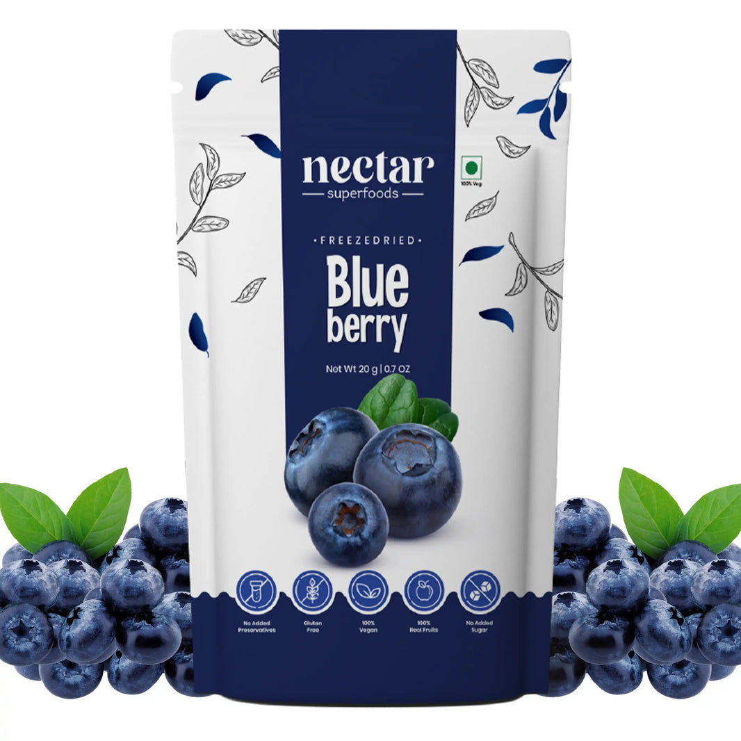 NECTAR SUPERFOODS- FREEZE DRIED -BLUEBERRY -WHOLE- PACK OF 2 UNITS 20 GM EACH