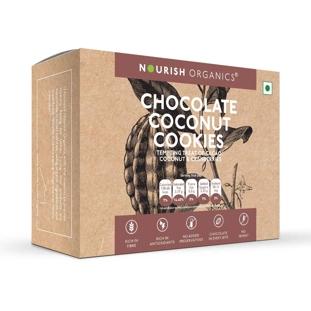 Nourish Organics Chocolate Coconut Cookies (Pack of 5x2) - Wheat-free