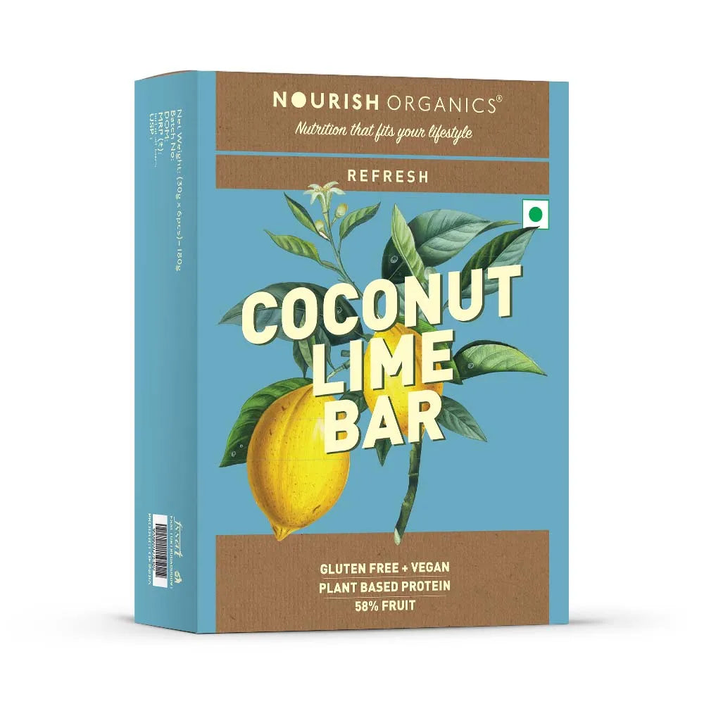 Nourish Organics Coconut Lime Bar, 30g (Pack of 6)