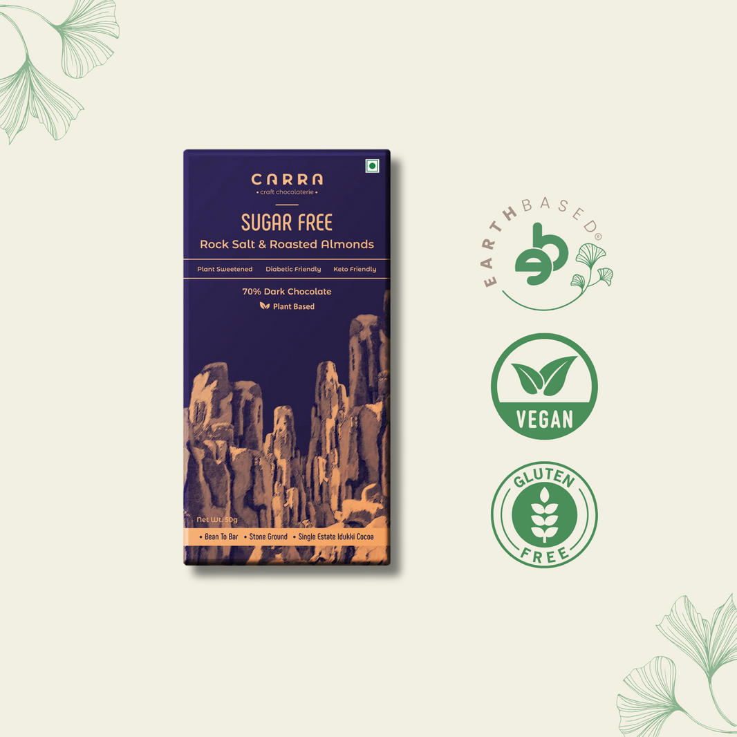 CARRA Rock Salt & Roasted Almonds in 70% Dark Chocolate 50G