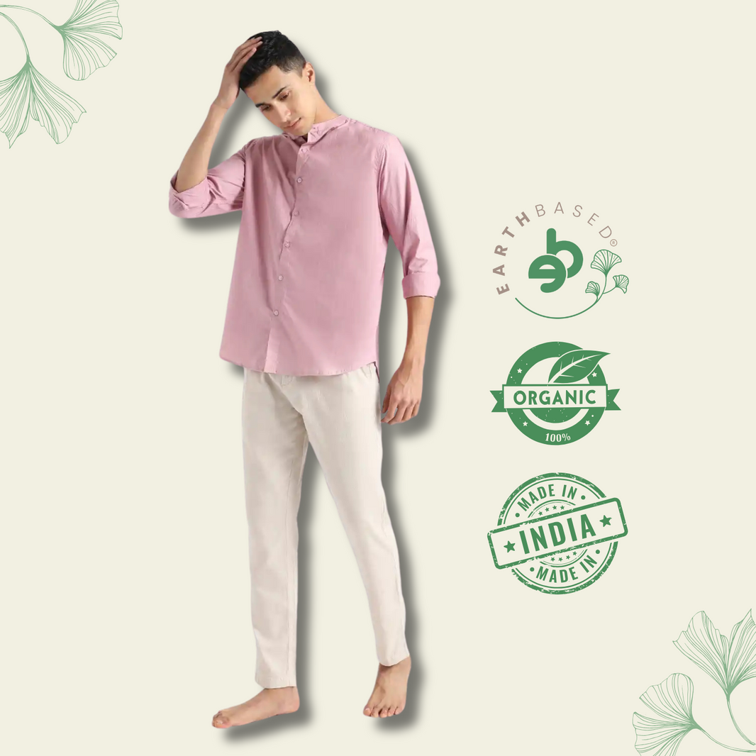 Organic Cotton & Naturally Dyed Mens Round Neck Purple Haze Shirt by Livbio