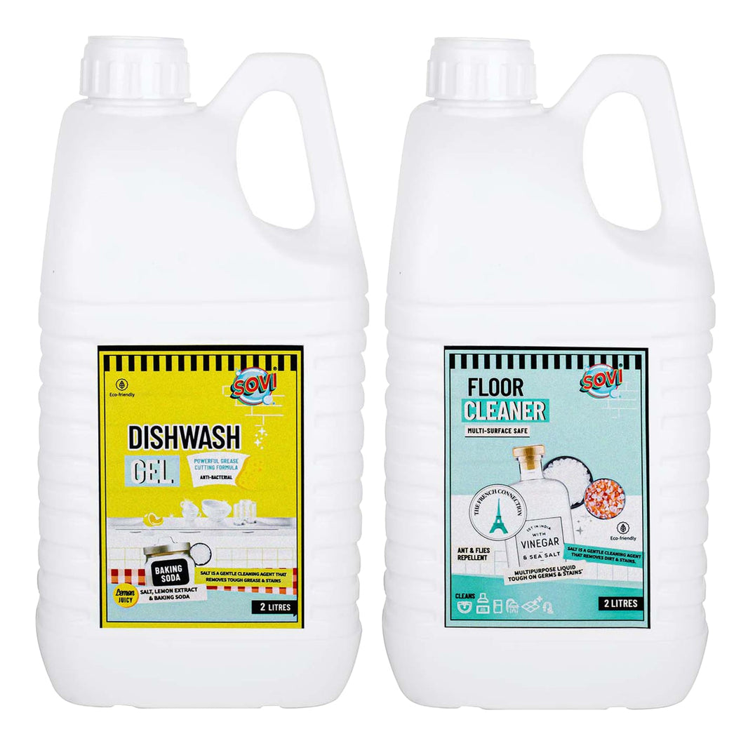 SOVI® Floor Cleaner 2 Liters, | SOVI® Dishwash Liquid Gel 2 Liters, Pack of 2.