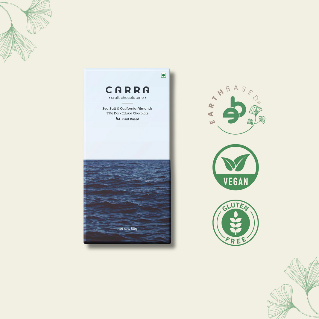 CARRA Sea Salt & California Almonds in 55% Dark Chocolate 50G