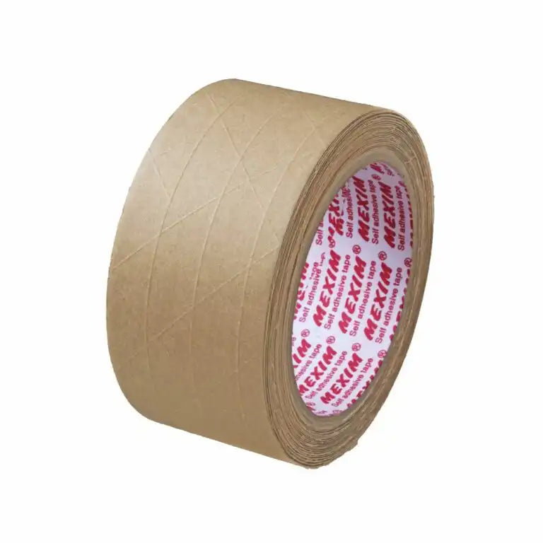 Ecosattva Water Activated Kraft Paper Tape | Brown Scrim Reinforced | 70 mm x 50 meters x 4 Rolls, Provides Tamer Proof Application