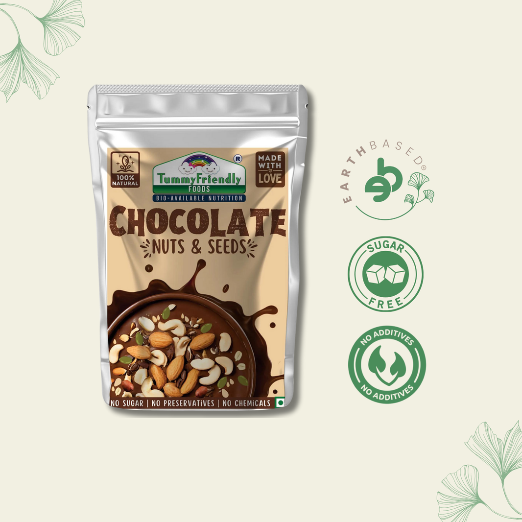 Tummy Friendly Foods Chocolate Nuts and Seeds Mix - 100g. Healthy Snacks for kids & Adults